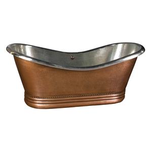 Meilleure vente 67 \ "Premium cuivre martelé Double pantoufle baignoire intégré tablier Installation pour la maison hôtel prix de gros - Product Image 3