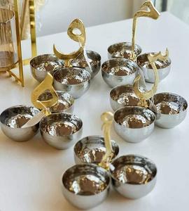 Bol artisanal décoratif de table en argent martelé, 5 compartiments, écologique, pour apéritif de camping, centre de table élégant - Product Image 4