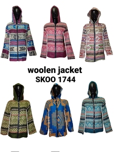 แจ็คเก็ตขนสัตว์พิมพ์ลายดอกไม้หลากสีใส่ได้ทั้งชายและหญิงสำหรับฤดูหนาวแนวโบฮีเมียนอินเดีมีกระดุมและซิปตกแต่งฟรีไซส์2022 - Product Image 3