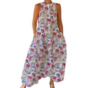 Mono 100% Algodón con Estampado a Mano para Bodas, Estilo Casual, Largo Maxi, para Primavera/Verano, para Adultos - Product Image 4
