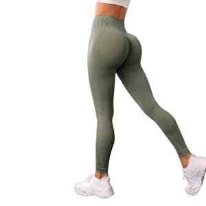 Womens High Waist Seamless Scrunch <b>Leggings</b> Summer Sports Gym Workout Joggers for Run Yoga Training Solid <b>Pattern</b> - Product Image 3