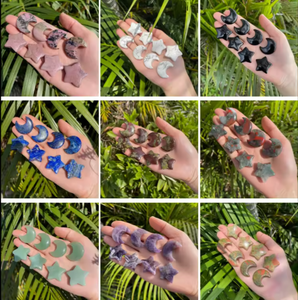 Venta al por mayor, gran oferta, pequeñas tallas de cristal, alta calidad, cristal Natural, Luna, estrella, conjunto de piedra curativa para regalo - Product Image 5