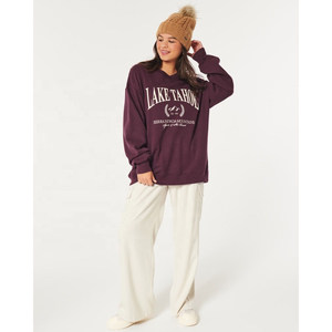 Qualité supérieure 100% coton polaire sweat-shirt personnalisé très premium DTF col rond personnalisé femmes sweat-shirt - Product Image 3