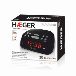 AM/FM Digital Alarm <b>Clock</b> <b>Radio</b> with LED Display and Snooze (Haeger RA-06B.005A) - Product Image 2