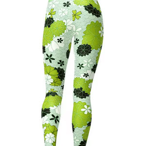 Hot New taille haute 100% coton Yoga Leggings pour femmes Sublimation imprimé précipité bout à bout levage Gym Sport Style - Product Image 4