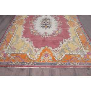 พรมตุรกี 7.3x9.7 ฟุต (222x295 ซม.) สีแดงลายอิคัต พรมวินเทจ - Product Image 5
