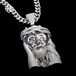 Personalizado Jesús colgante Hiphop Moissanite Iced Out plata chapado en oro collar de cadena cubana para hombres Bling rapero joyería - Product Image 3