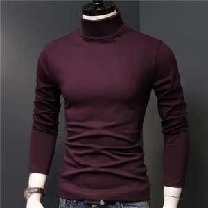 Suéter de Cuello Alto para Hombre, Color Sólido, 100% Algodón, Felpa, Transpirable, Ecológico, Manga Larga, Invierno 2023 - Product Image 5