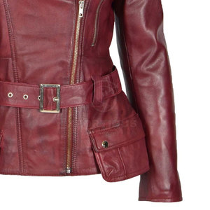 Chaqueta de cuero genuino de diseño personalizado de color sólido para mujer, ropa de calle, chaqueta de cuero para mujer - Product Image 4