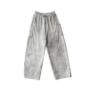 Pantalones de chándal de invierno ecológicos planos lavados con ácido vintage 3D con estampado de algodón pesado con logotipo personalizado Unisex para mujer - Product Image 1