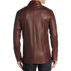 Camisa de cuero informal de moda para hombre al por mayor, diseño clásico de cuero para hombre con servicio OEM y logotipo personalizado - Product Image 2