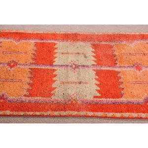 Turkish <b>Rug</b>, 3.2x11.3 ft <b>Runner</b> <b>Rug</b>, Orange Floral Wool Vintage <b>Rug</b> - Product Image 4
