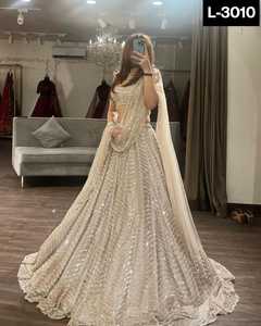 Dernières femmes fantaisie lourde organza soie semi-cousue embellie belle codage paillettes travail fête porter mariage Lehenga Choli - Product Image 3