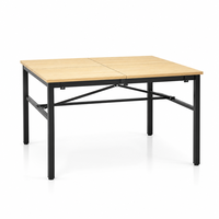 Table pliante d'extérieur 120 cm, surface imitation bois, structure en acier, pour fêtes, banquets, stands de marché, vente en gros, directement de l'usine