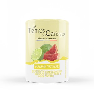 Infusión Herbal Rooibos “Voyage-Voyage” – Sabor a Pomelo y Lima, Lata de 80g (2.8 oz) de Le Temps Des Cerises, Certificado IFS - Product Image 1