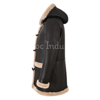 B3 veste en cuir de mouton véritable manteau de Parka en cuir de peau de mouton avec capuche en fausse fourrure détachable hiver veste en cuir chaud garçons