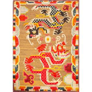 พรมขนสัตว์สีน้ำตาลเบจคลาสสิก Nayaab ทอมือลายสัตว์รูปทรงสี่เหลี่ยมผืนผ้าสำหรับบ้าน ห้องนั่งเล่น ห้องนอน-Paem-1259 - Product Image 1