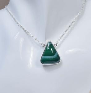 Pendentif tendance en argent sterling 925 avec pierre précieuse malachite plaqué or cadeau de mariage parfait bijoux estampillés avec '925' - Product Image 2