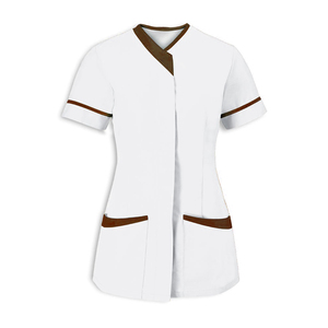 Tunique de travail décontractée pour femmes, haut à manches courtes, uniforme de spa, chemise de thérapeute, bouton, tissage, vêtements de travail pour la coiffure et le massage, chemisier - Product Image 6