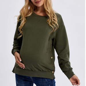 Vente en gros Sweats à capuche à manches longues pour femmes Custom Organic 100% Cotton Hoodie Maternity Gowns Skin-Friendly Loungewear - Product Image 2