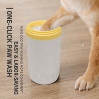Langbot – Brosse de nettoyage des pattes de chien en silicone à poils en gel, sans électricité, à un clic, portable pour petits et moyens chiens
