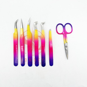 Wholesale New Design Sustainable Stainless Steel <b>Eyelash</b> Tweezers Curved Tip <b>Applicator</b> for Hand Test & Volume Lash Extensions - Product Image 1