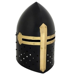 Casque de croisé médiéval Armure de chevalier médiéval Casque de croisé Finition noire faite à la main Doublure de conception en laiton - Product Image 6