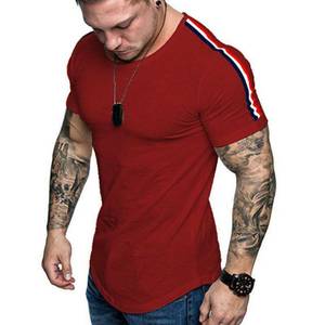 Entrenamiento de los hombres Gimnasio Slim Fit Gimnasio Dobladillo curvo Camisetas Muscle Fitness Hip Hop Camiseta - Product Image 5
