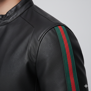 แจ็คเก็ตกันลมมีซิปสำหรับนักขี่จักรยานหนังแท้วินเทจเข้ารูปเข้ารูปมีซิปสำหรับฤดูหนาว - Product Image 2