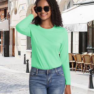 Camiseta de mujer con logotipo personalizado para mujer, camiseta transpirable de lujo, camiseta de manga larga de Color personalizado para mujer - Product Image 4