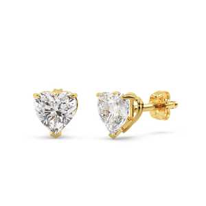 Boucles d'oreilles en or jaune 18 carats avec diamants taille cœur 2,00 carats (G-H VS2-SI1) - Product Image 1