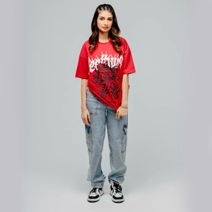 เสื้อยืดพิมพ์ลายพัฟสำหรับ100% เสื้อยืดไหล่ตกเสื้อใส่ได้ทั้งชายและหญิงเสื้อยืดสตรีทแวร์ผ้าคอตตอน220 GSM ดีไซน์ตามสั่ง - Product Image 3