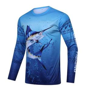 Bajo MOQ Tela reciclable Protección anti-uv Upf 50 Impermeable Manga larga Secado rápido Pesca Sudadera con capucha Hombres Camisa de pesca con pulgar - Product Image 2