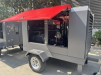 Compresseur d'air diesel portable personnalisable avec remorque à 2 roues et barre de remorquage, compresseur à vis mobile pour l'exploitation minière et la construction