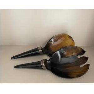 2024 más vendido cuerno mezcla y cocina ensalada servidor Natural búfalo vaca ensalada servidor 2 uds conjunto cuerno tenedor y cuchara para fruta - Product Image 1