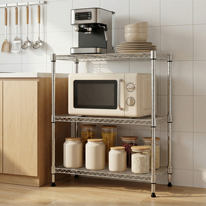 MZG Local US Warehouse Modular Storage Shelving System Compact 3 Tier Metal <b>Silver</b> <b>Wire</b> Shelving Unit Utility Shelf - Product Image 6