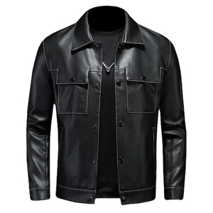 Chaquetas de cuero de suministro directo de fábrica para hombres, chaqueta de espuma de invierno, chaqueta de cuero para hombres, venta al por mayor, chaqueta de cuero personalizada al por mayor - Product Image 1