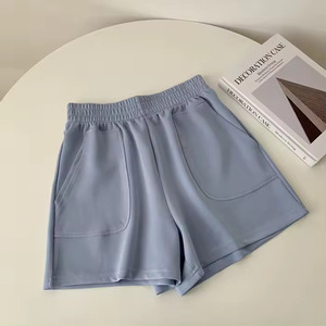 Women Fitness Gym Yoga Shorts Latest Summer Wholesale Shorts Quick Dry Polyester/Cotton Workout <b>Elastic</b> <b>Waist</b> With Pockets - Product Image 2