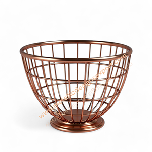 Panier de rangement en métal aspect cuivre conception de grille couvercle de base de piédestal surélevé pour mariage pour affichage de table de fruits aliments/condiments - Product Image 1