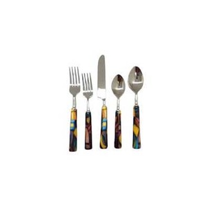 Couverts plaqués argent en vrac en acier inoxydable de conception professionnelle avec des couverts incroyables en résine multicolore - Product Image 1