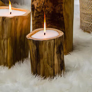 Portavelas de aromaterapia hecho de madera maciza de teca para accesorios duraderos para hoteles y hogares de Indonesia - Product Image 1