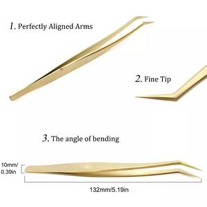 Ensemble de pincettes d'extension de cils en acier inoxydable de bonne qualité, à pointe droite et incurvée, pincettes de Volume de cils - Product Image 5