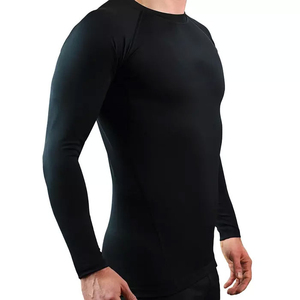 T-shirt de sport à manches longues personnalisé OEM pour hommes Chemise de compression de fitness à séchage rapide coupe ajustée motif lettre tricoté - Product Image 2
