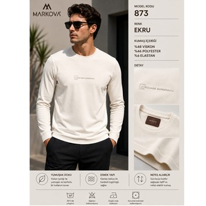 873 Style Off White Color MARKOVA <b>Mens</b> O Neck Sweat Knitted Fabric <b>Winter</b> <b>Shirt</b> The First Quality Best Seller Wholesale - Product Image 1