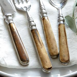 Vente en gros Service de couverts en acier inoxydable avec manche en os anti-tiques pour la maison et le mariage Service de table couverts en argent - Product Image 3