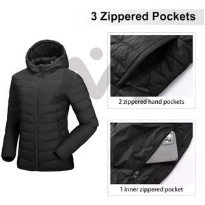 Chaqueta acolchada de moda para mujer, abrigo ligero cálido con capucha para Invierno para mujer, chaqueta acolchada larga elegante para exteriores, ropa informal - Product Image 4