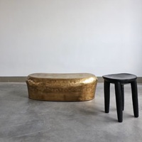 Table basse en acier inoxydable de haute qualité, finition dorée, design moderne, taille personnalisée, mobilier de salon haut de gamme A. H.