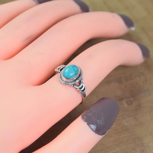 Elegante bohemio azul turquesa 925 anillo de plata esterlina diciembre piedra natal joyería de piedras preciosas naturales genuinas para fiestas - Product Image 4