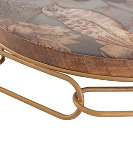 Medium Size Round <b>Pizza</b> Display Stand in Metal and Wood Stylish Enamel Design Perfect for Kitchenware and Table Use - Product Image 2