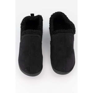 Pantofole da uomo Gold Toe calde in finta pelle scamosciata, a doppio strato, con punta chiusa, nere, taglia M (7-8), per uso domestico, con soletta in cotone TPR, per la stagione invernale - Product Image 3